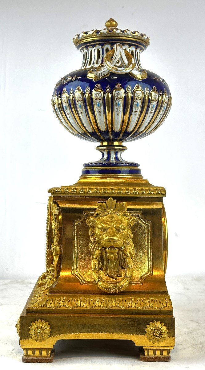 Pendule En Sevres Porcelaine Bronze Dore Signee S. Wartenberg, Paris-photo-4