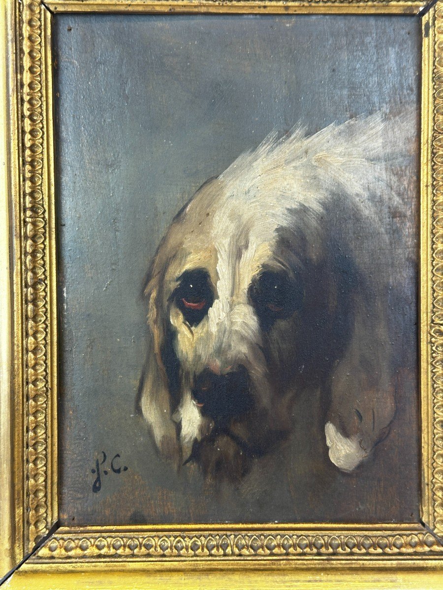 Paul Louis Leger Chardin (1833-1917) Chien De Chasse Huile à Bord-photo-3