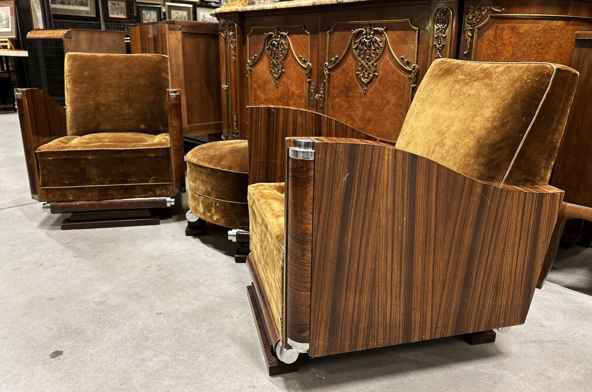 Paire De Fauteuils Art Deco 1930 Avec Un Pooof-photo-2