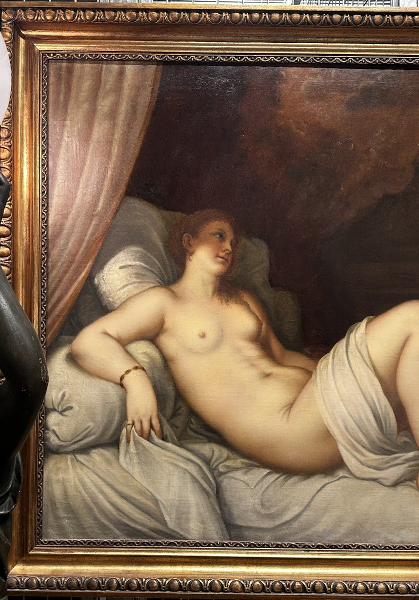 Danae Titian Apres Huile Sur Toile 19eme 118 X 157 Cm Signee-photo-3