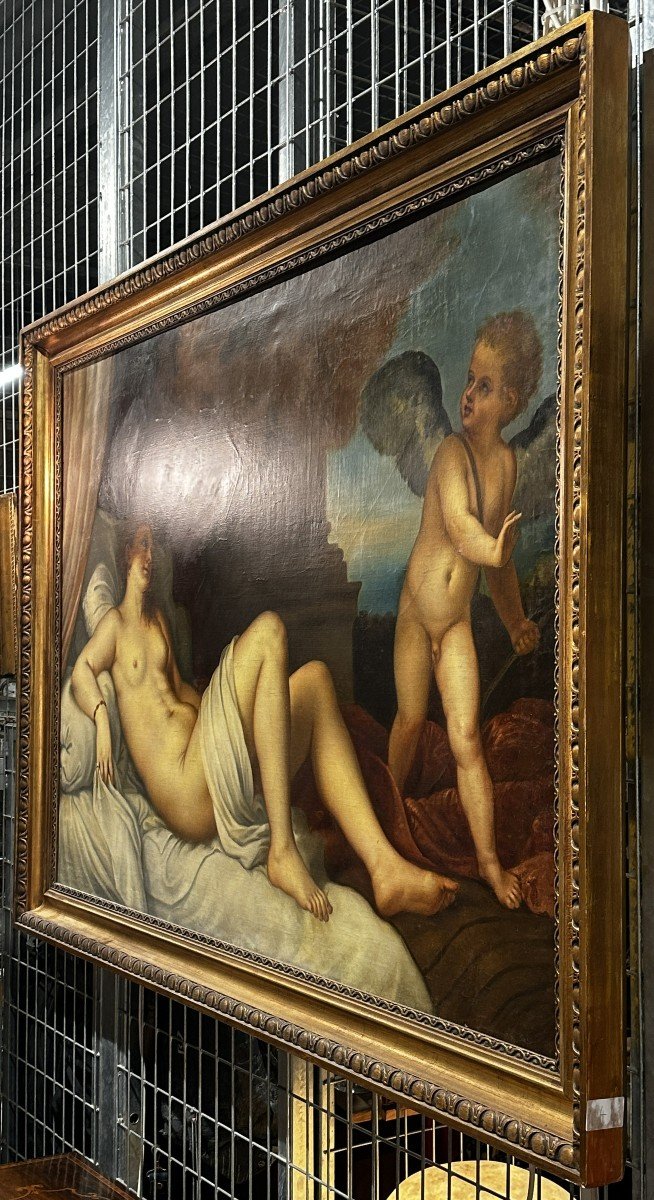 Danae Titian Apres Huile Sur Toile 19eme 118 X 157 Cm Signee-photo-5