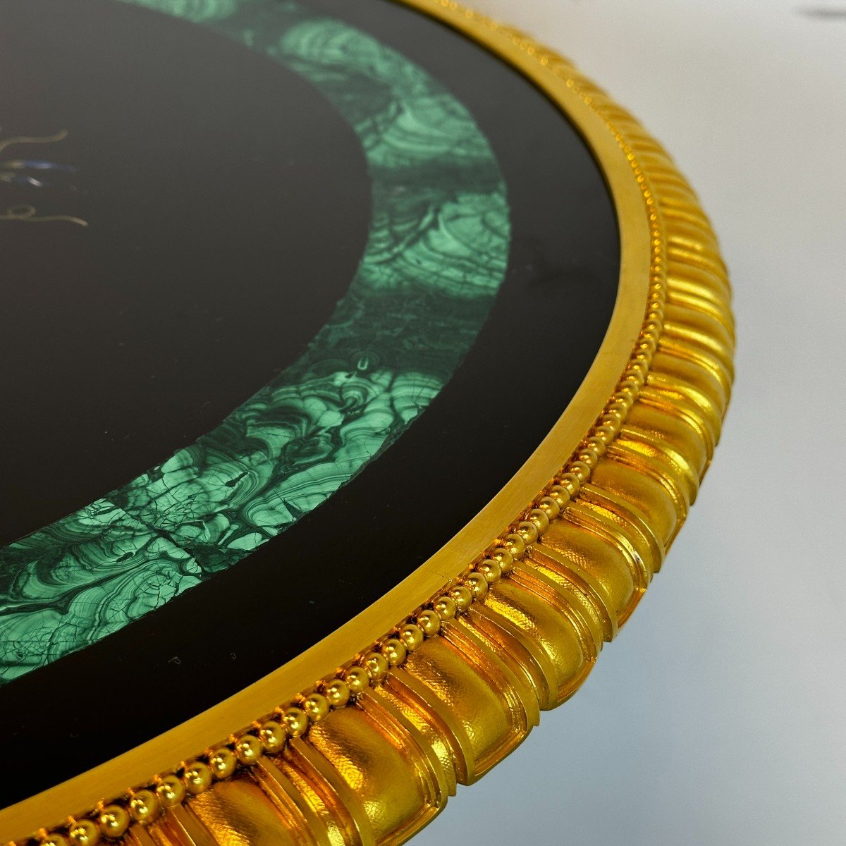 Pedestal Table In Bronze And Pietra Dura Marquetry Sign Hollenbach Wien Malachite Marble 19th C-photo-5