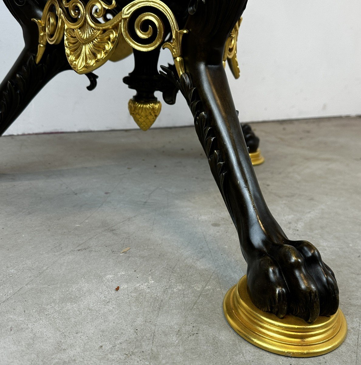 Pedestal Table In Bronze And Pietra Dura Marquetry Sign Hollenbach Wien Malachite Marble 19th C-photo-8