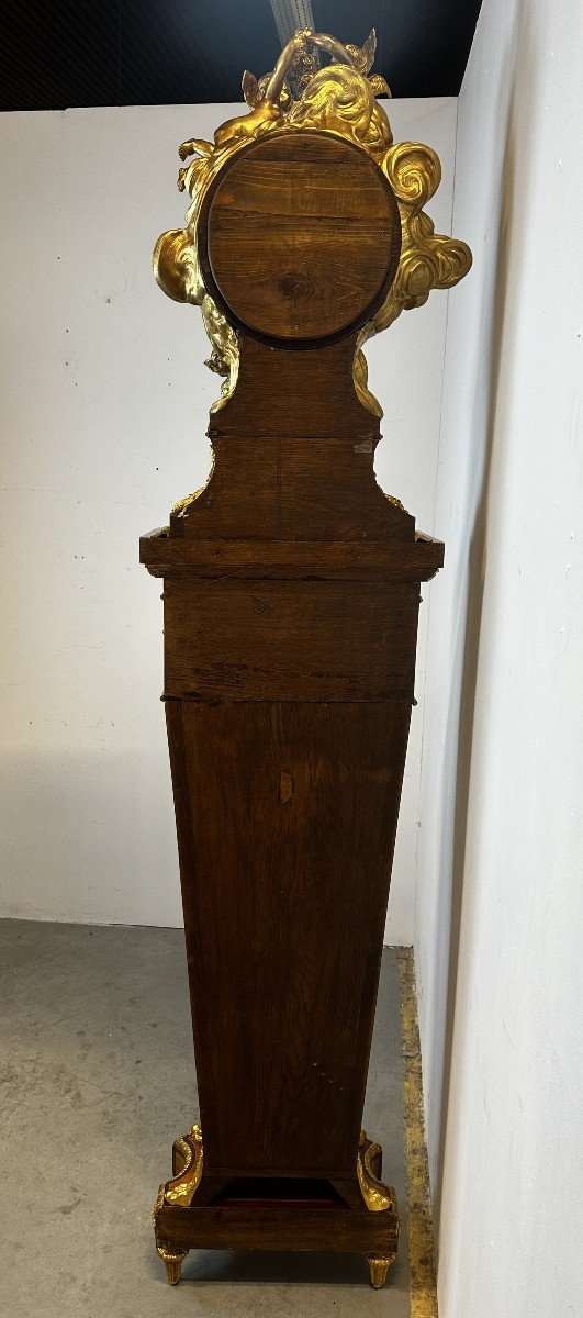 Horloge De Parquet Louis XVI Signee E. Khan Apres Jean-henri Riesener 230 Cm-photo-8