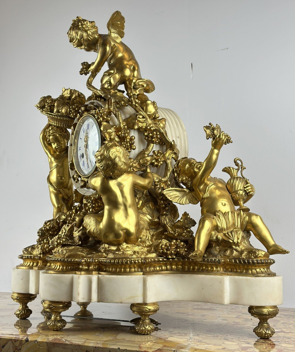 Important Lerolle Freres Clock 5 Putti Figures 19th Century -photo-3