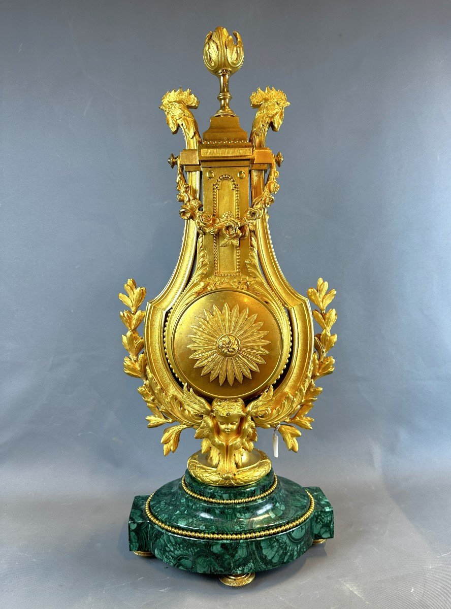 19th Century Malachite And Ormolu Clock By Charpentier Paris-photo-4