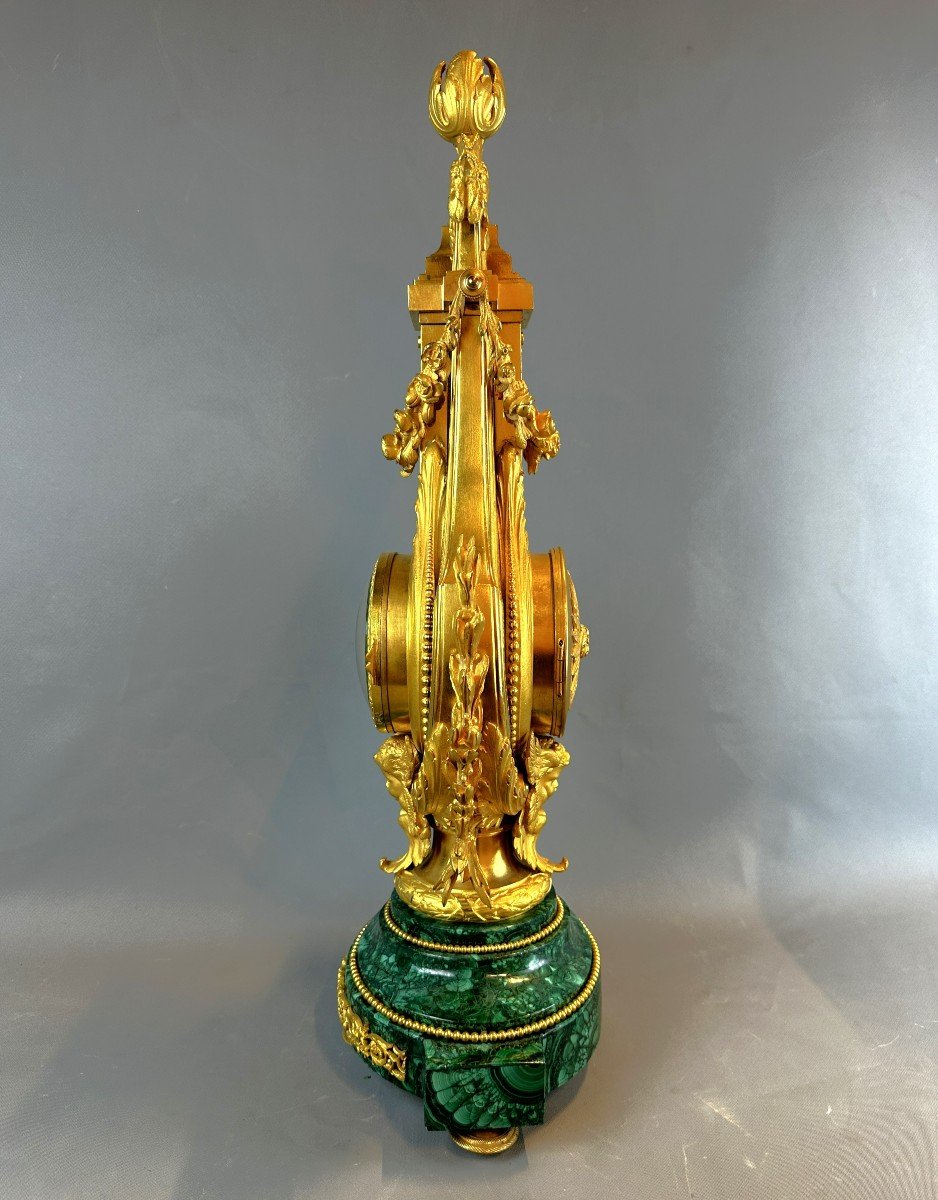 19th Century Malachite And Ormolu Clock By Charpentier Paris-photo-7