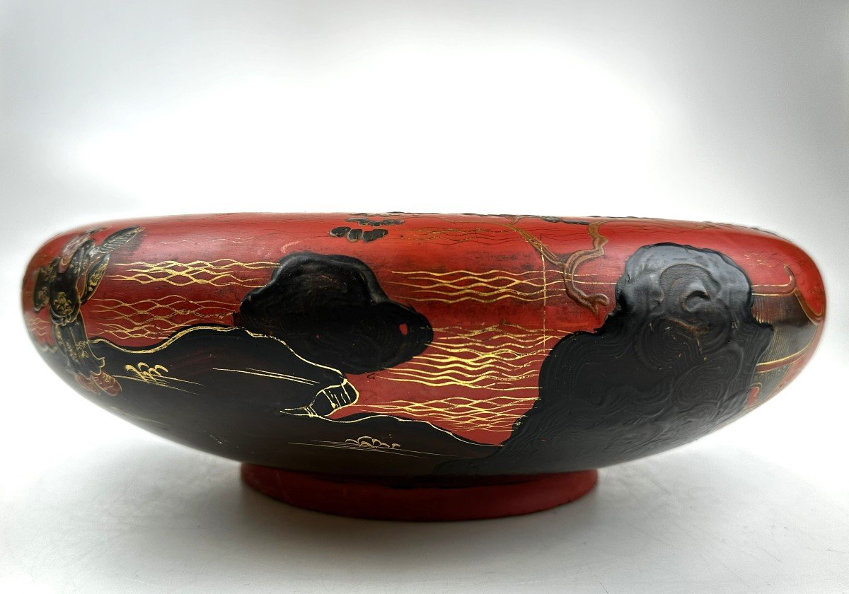 Japanese Lacquered Wood Bowl 19th Century-photo-3