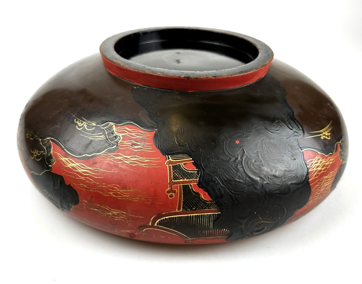Japanese Lacquered Wood Bowl 19th Century-photo-5