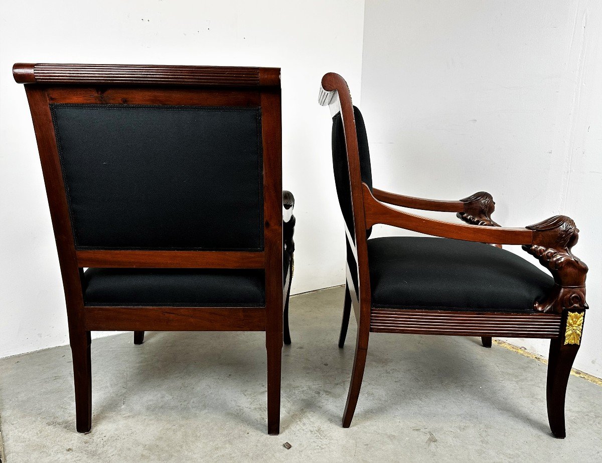 Pair Of 19th Century Empire Style Armchairs-photo-4