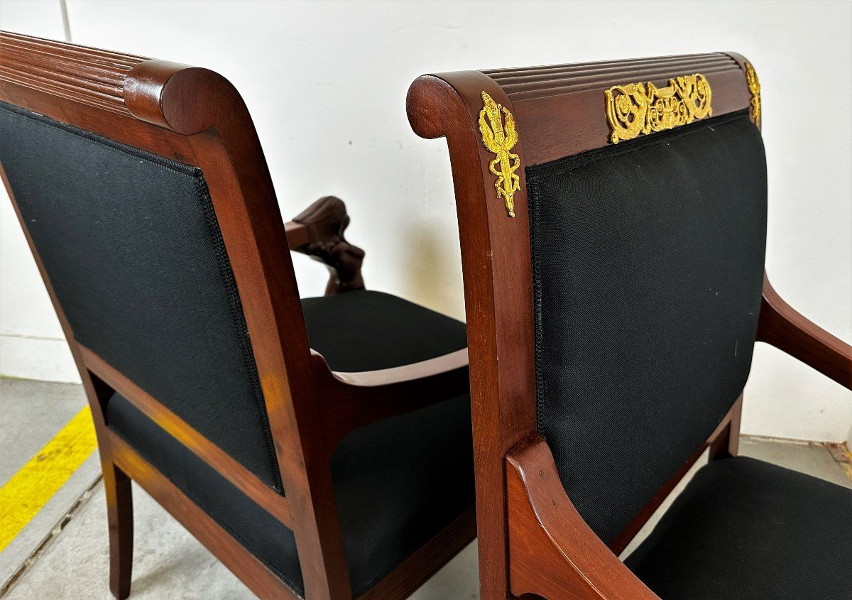 Pair Of 19th Century Empire Style Armchairs-photo-2