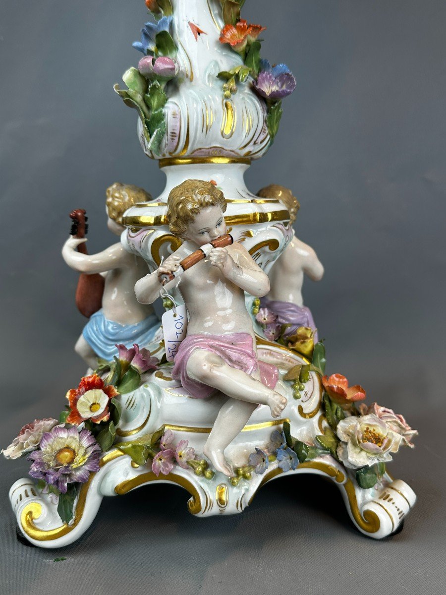 19th Century Meissen Porcelain Figurative Candelabra 60 Cm-photo-3