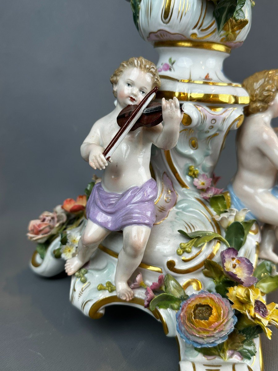 19th Century Meissen Porcelain Figurative Candelabra 60 Cm-photo-1