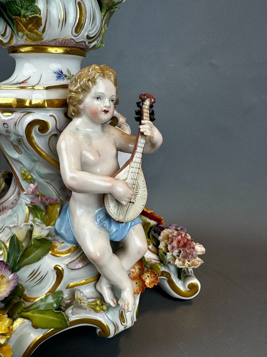 Candélabre Figuratif En Porcelaine De Meissen XIXe 60 Cm-photo-2