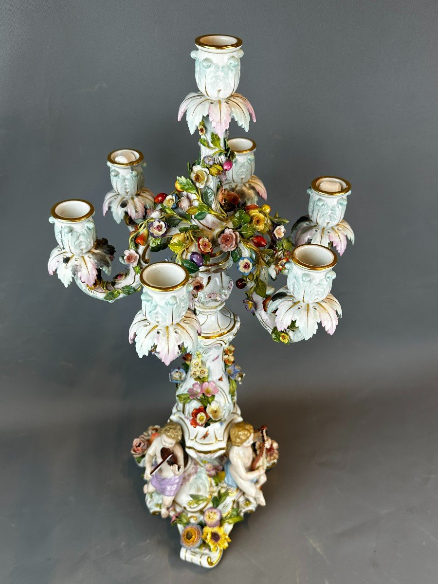 19th Century Meissen Porcelain Figurative Candelabra 60 Cm-photo-3