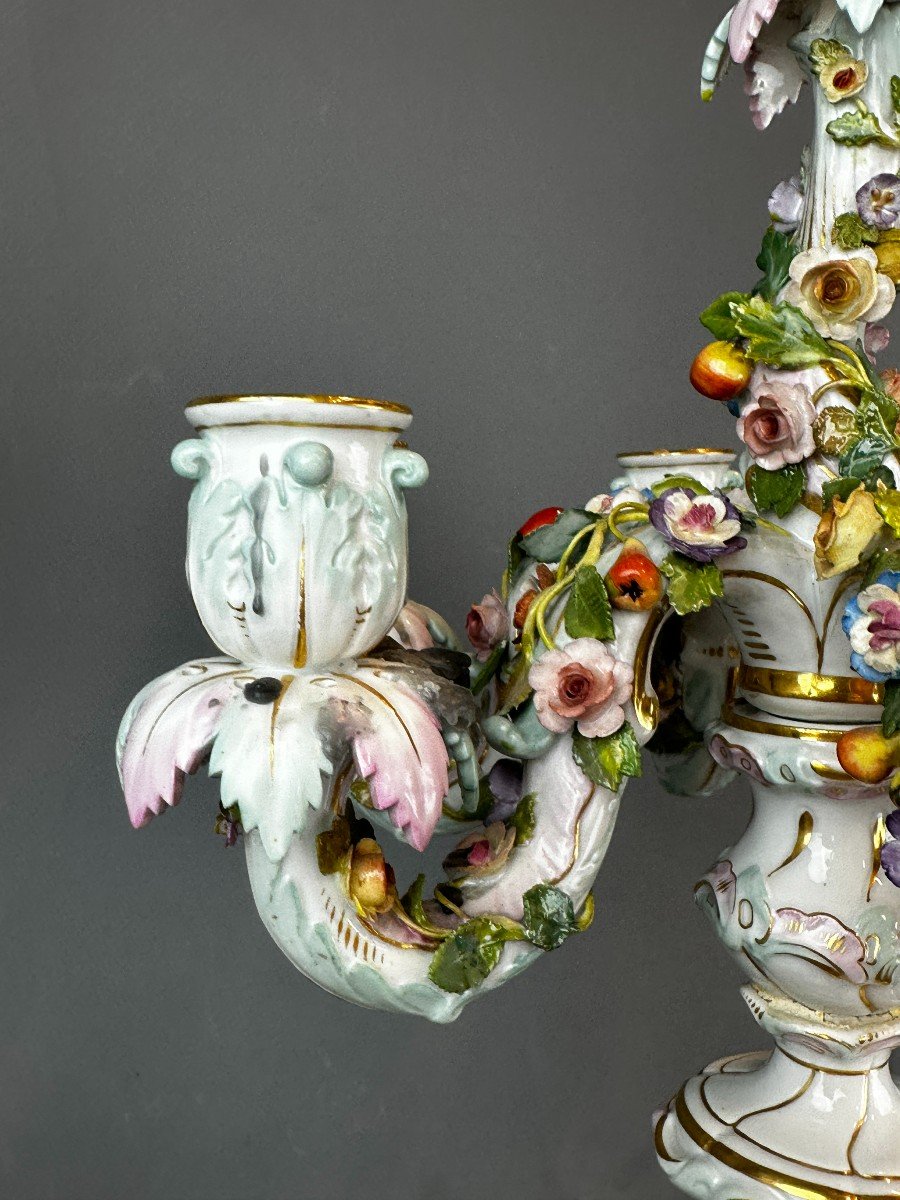 19th Century Meissen Porcelain Figurative Candelabra 60 Cm-photo-4