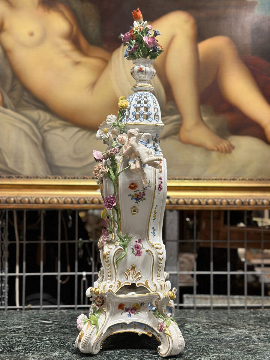 Magnifique Pendule En Porcelaine De Meissen Du XVIIIe Siècle-photo-8