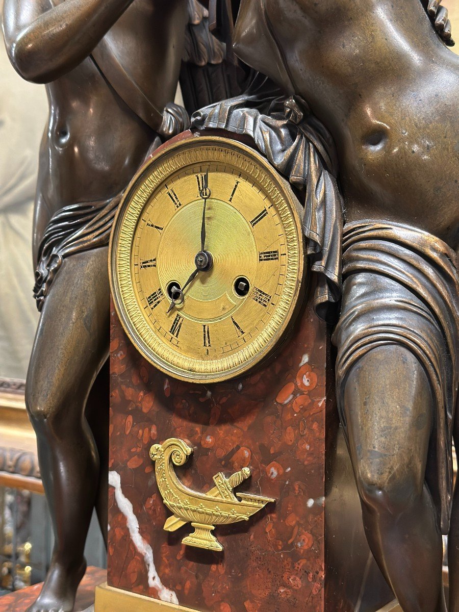 Superb 19th Century Bronze Clock "cupid And Psyche" -photo-1