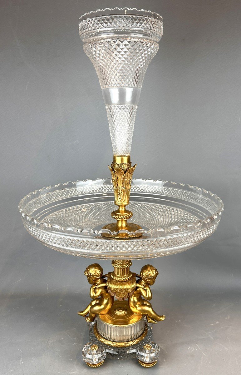 Jardiniere En Baccarat Bronze Dore Crystal 19eme Napoleon III-photo-1