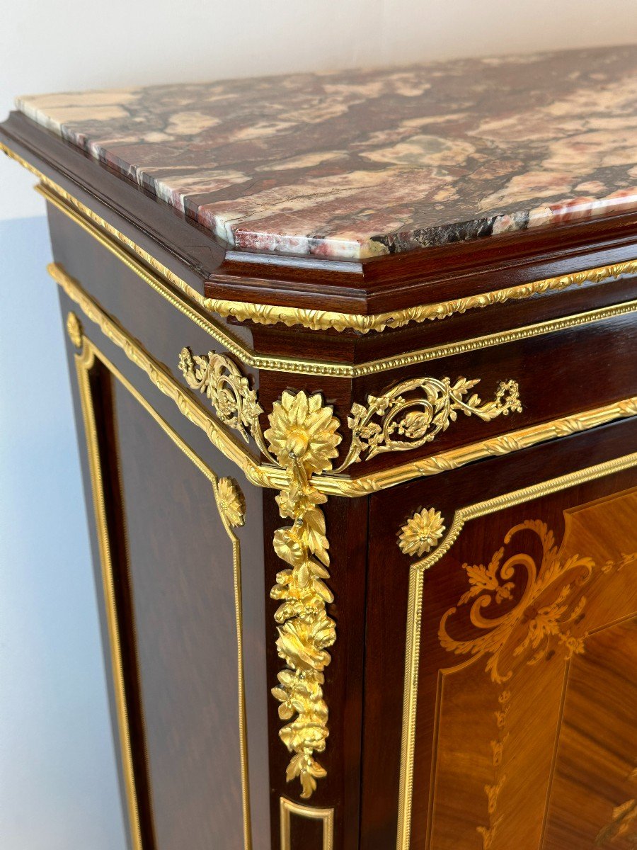 François Linke Cabinet 19th Century Gilded Bronze Marble-photo-1