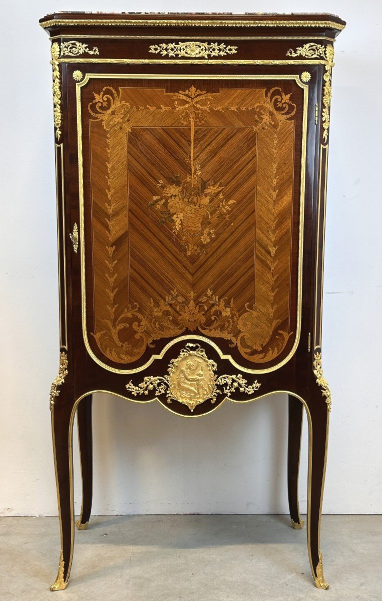 François Linke Cabinet 19th Century Gilded Bronze Marble