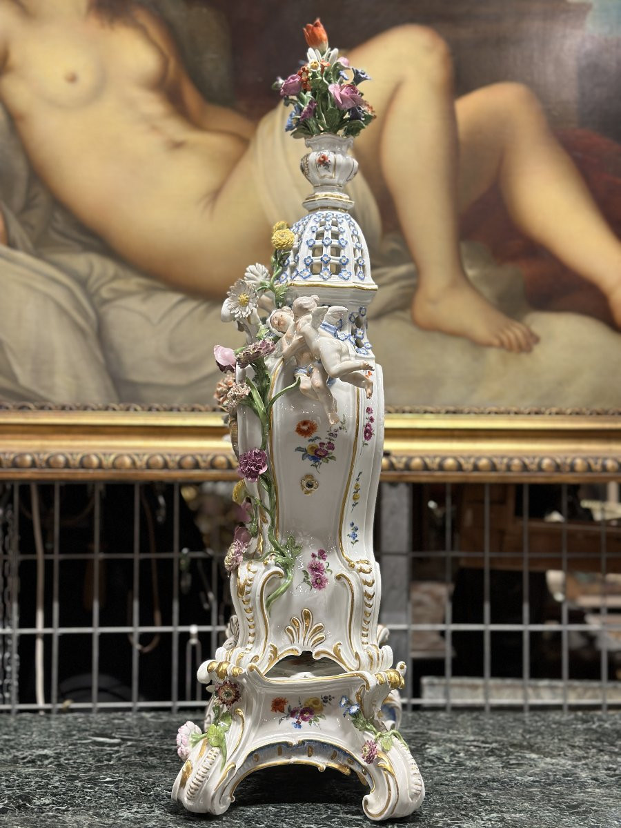 Grande Pendule En Porcelaine De Meissen Du XVIIIe Siècle-photo-8