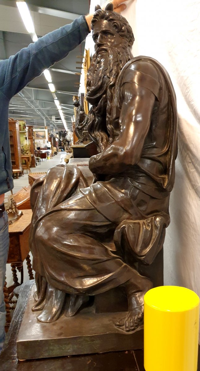 Grande Figure En Bronze Moses Barbedienne Michelangelo-photo-4