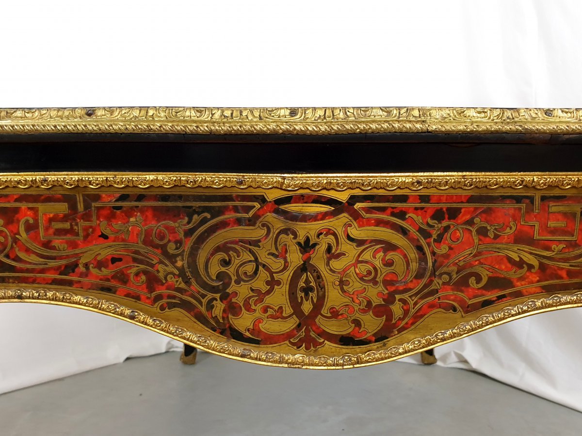 Bureau Boulle Marqueterie 154x93 Cm 19eme Siecle-photo-6