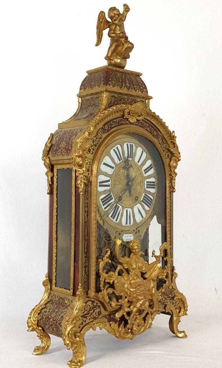 Pendule Boulle Marqueterie Bronze Martinot 84 Cm 19eme Siecle-photo-3