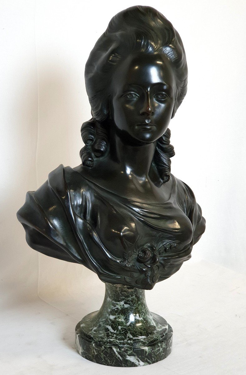 Bust Of Marie-antoinette In Bronze 59 Cm Signed Nelson-photo-1