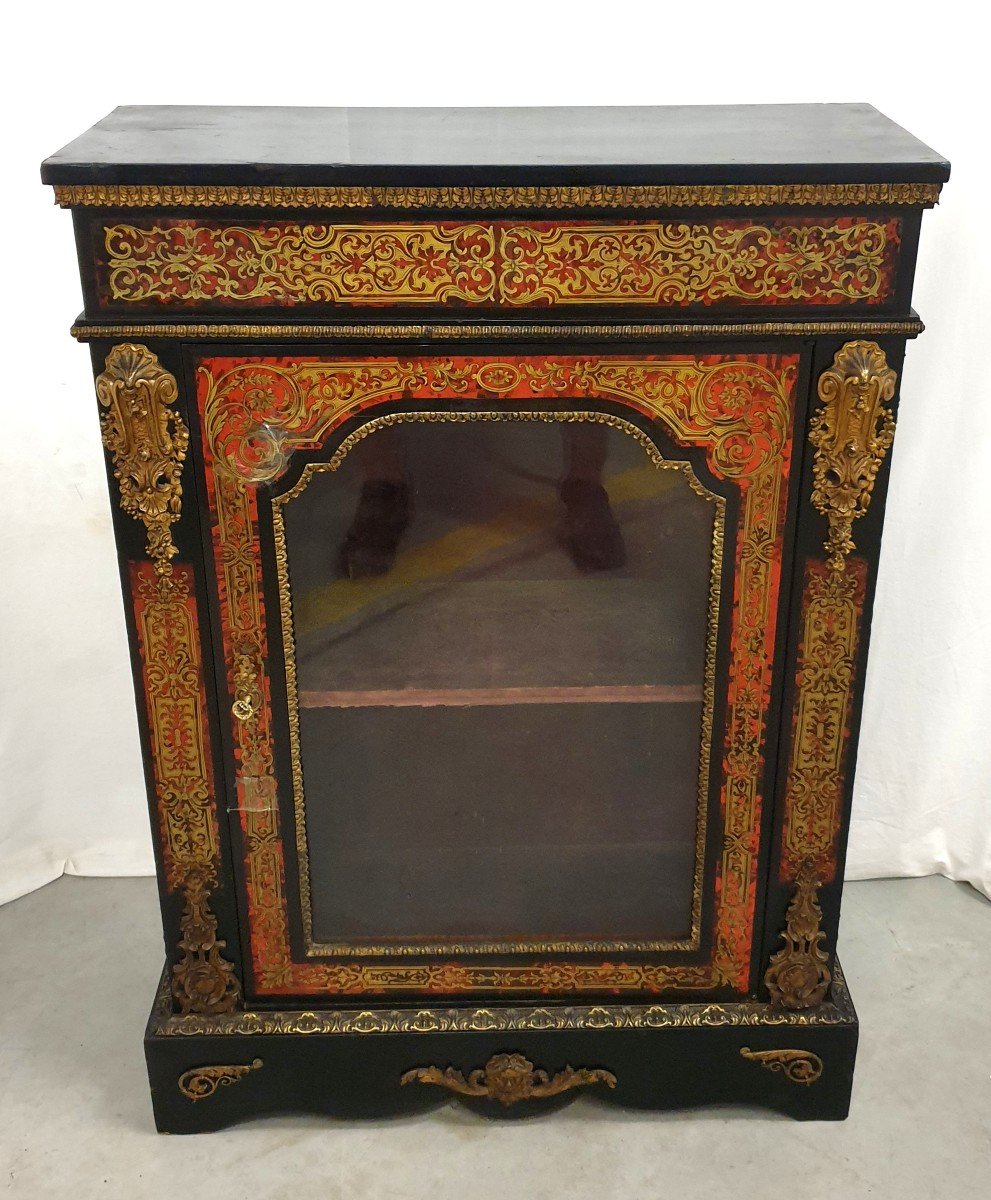 Meuble d'Appui Boulle Marqueterie Vitrine 19eme Siecle-photo-1