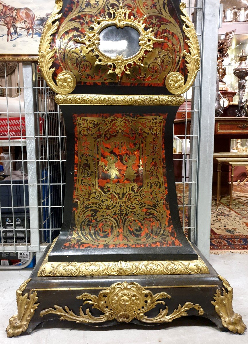 Régulateur De Parquet En Marqueterie Boulle Napoleon III 240 Cm-photo-1