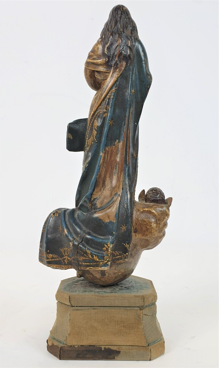 Figurine In Madonna Immaculata Polychrome 18th Century 32 Cm-photo-3