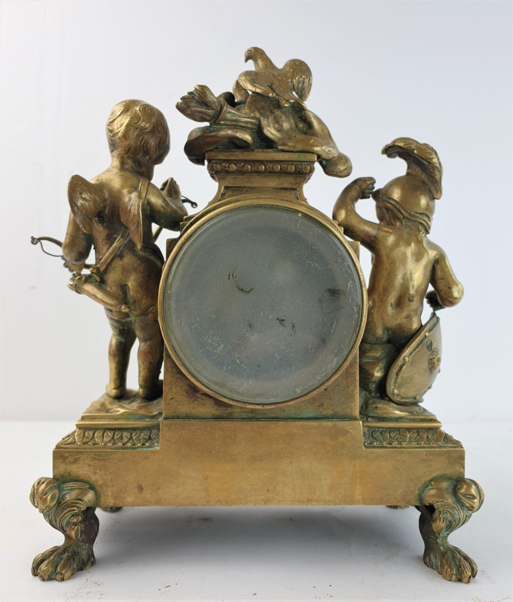 Pendule En Bronze Dore Putto Miniature 19eme Siecle-photo-3