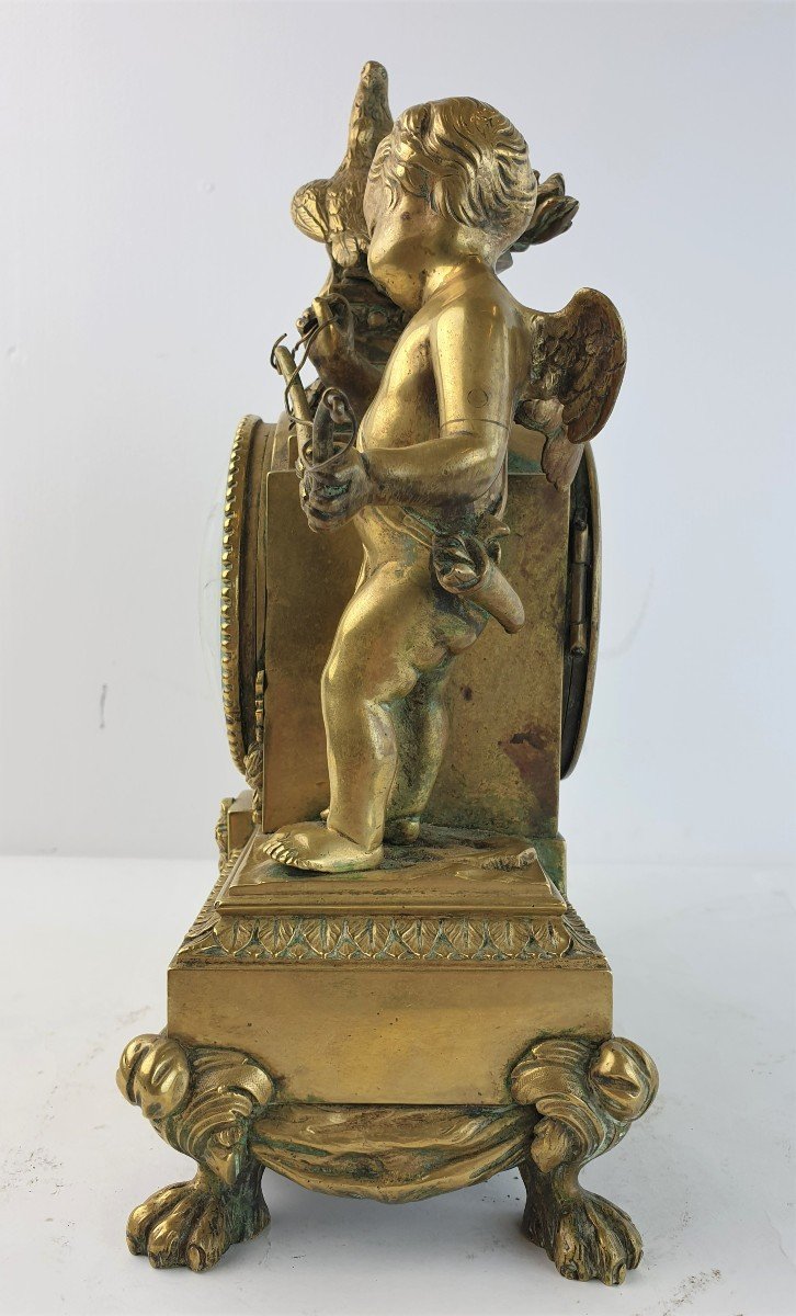 Pendule En Bronze Dore Putto Miniature 19eme Siecle-photo-4