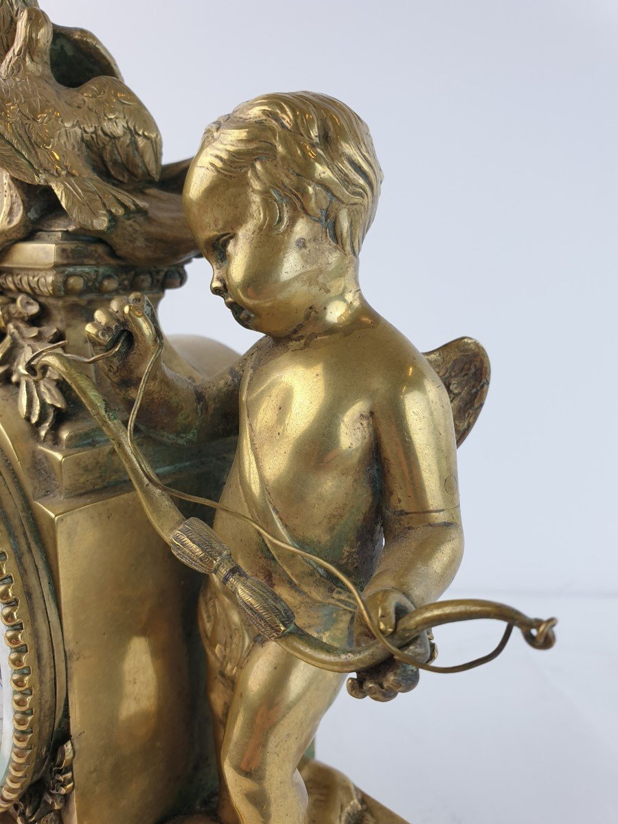 Pendule En Bronze Dore Putto Miniature 19eme Siecle-photo-6