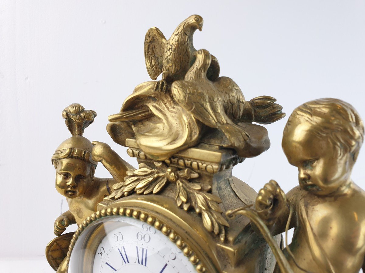 Pendule En Bronze Dore Putto Miniature 19eme Siecle-photo-7