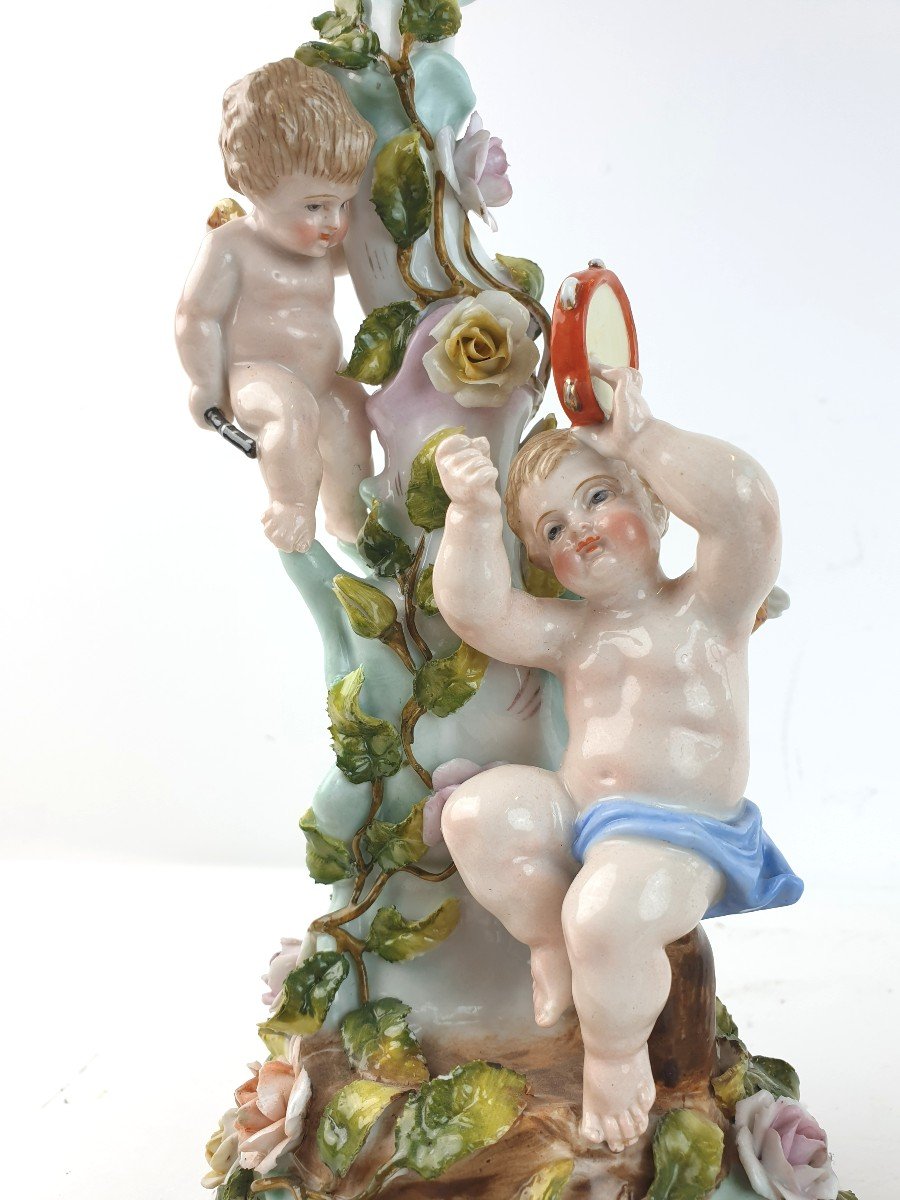 Candelabres En Porcelaine France 19eme Siecle Putti-photo-2