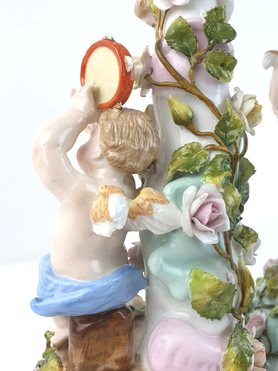 Candelabres En Porcelaine France 19eme Siecle Putti-photo-6