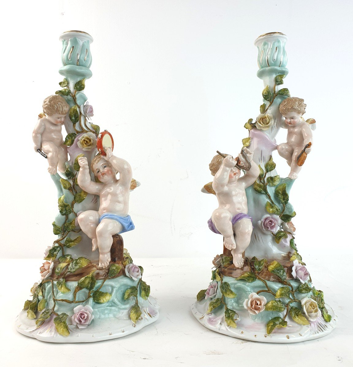 Candelabres En Porcelaine France 19eme Siecle Putti