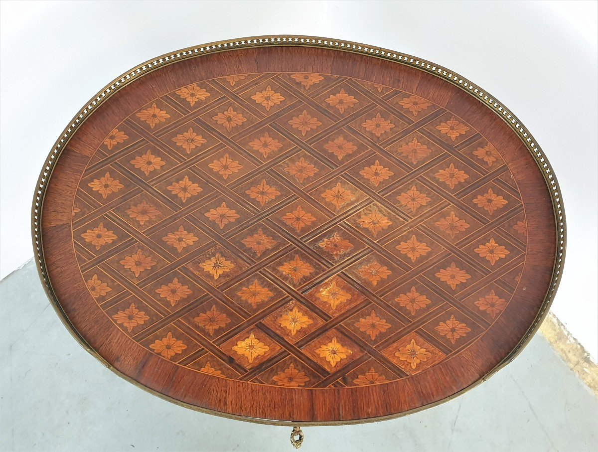Table En Marqueterie Napoleon III Bronze-photo-2