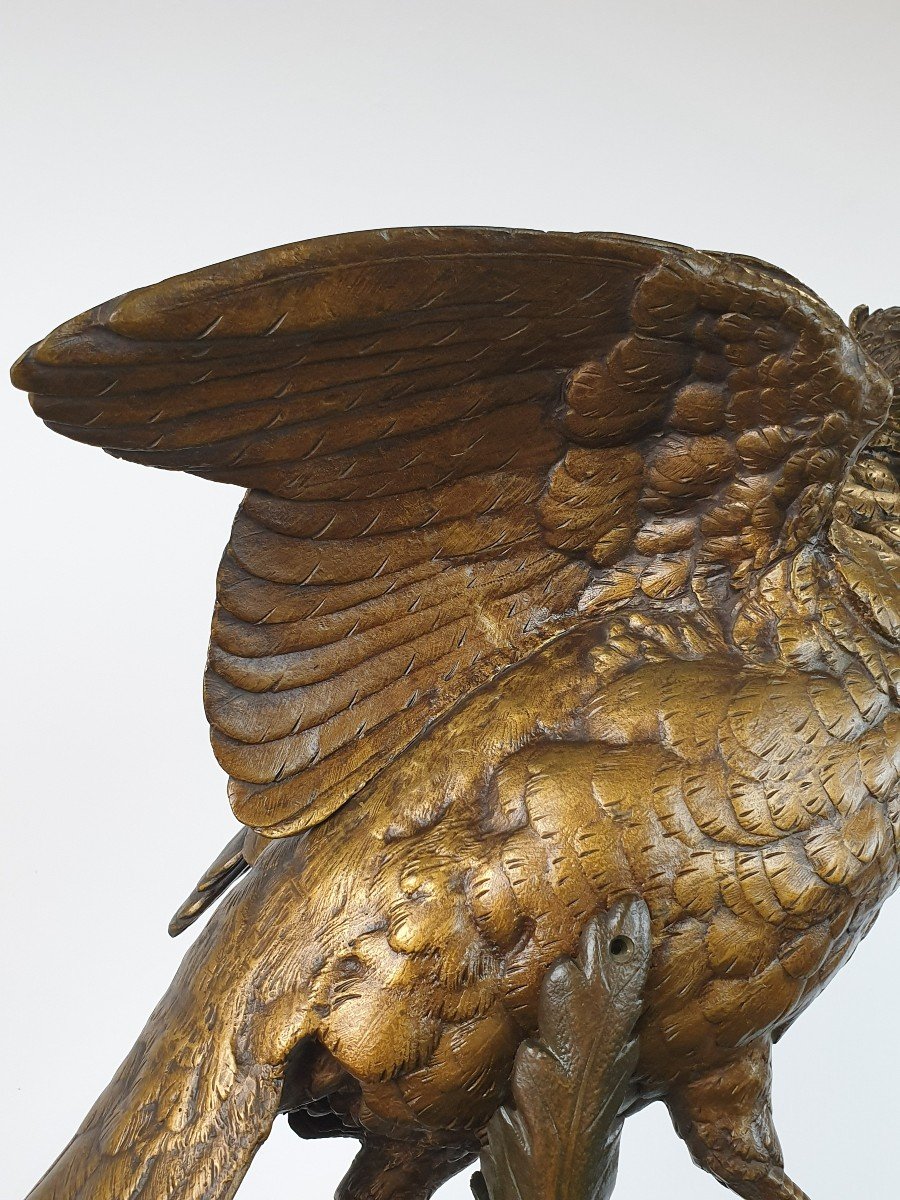 Bronze Figure Pheasant Alfred Dubucand 71 Cm 19th Century-photo-4