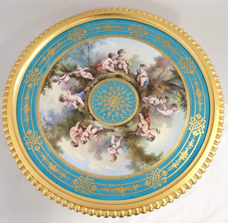 Pedestal Table Sevres Porcelain And Bronze Dore 19th Century-photo-8