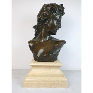 Buste En Bronze De Jeune Femme J. Lambeaux