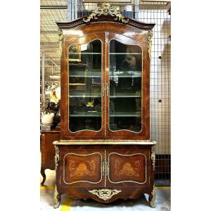 Grand Buffet Napoleon III 260 Cm XIXe Bronze Dore Marqueterie