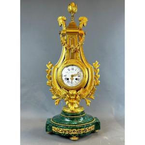 19th Century Malachite And Ormolu Clock By Charpentier Paris