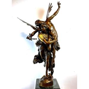 Figure En Bronze Gloria Victis A. Mercie 108 Cm F. Barbedienne