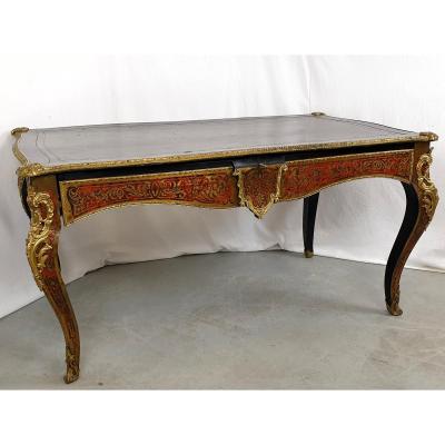 Bureau Boulle Marqueterie 154x93 Cm 19eme Siecle