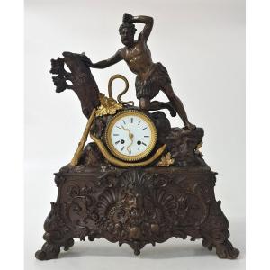 Pendulum Bronze Hercule Charles X 53 Cm 19th Century