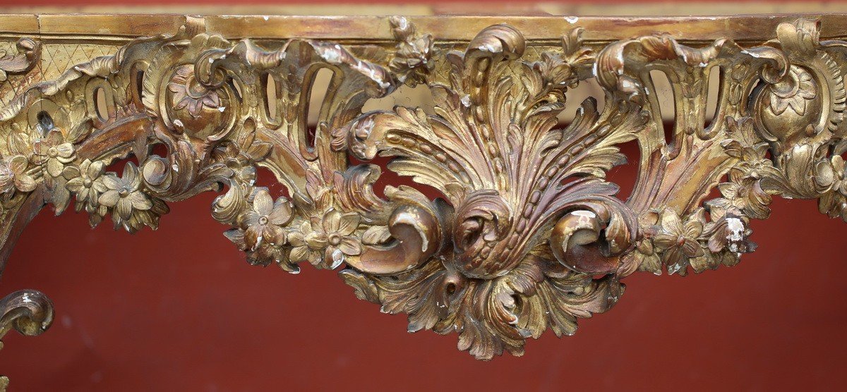 Console De Style Louis XV, Signée De La Maison Gueret à Paris Circa 1860-photo-1